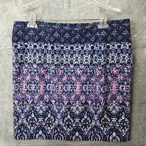 J Jill Lg Pullon  mini Skirt Lined Stretch elastic waist blue pink